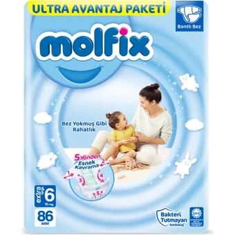 Molfix 3D Extra Large 6 Numara Cırtlı Bebek Bezi 86 Adet