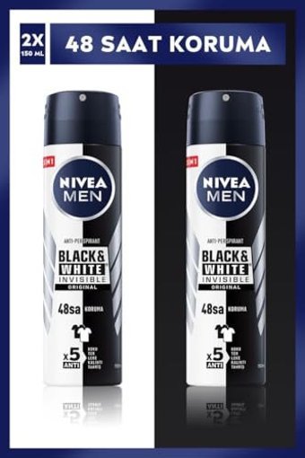 Nivea Invısıble Black&Whıte Power Ter Önleyici Antiperspirant Sprey Erkek Deodorant 2x150 ml