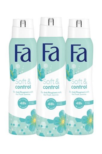 Fa Soft & Control Pudrasız Ter Önleyici Antiperspirant Sprey Kadın Deodorant 3x150 ml