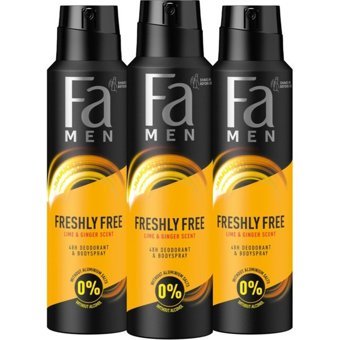 Fa Freshly Free Misket Limonu & Zencefil Sprey Erkek Deodorant 3x150 ml