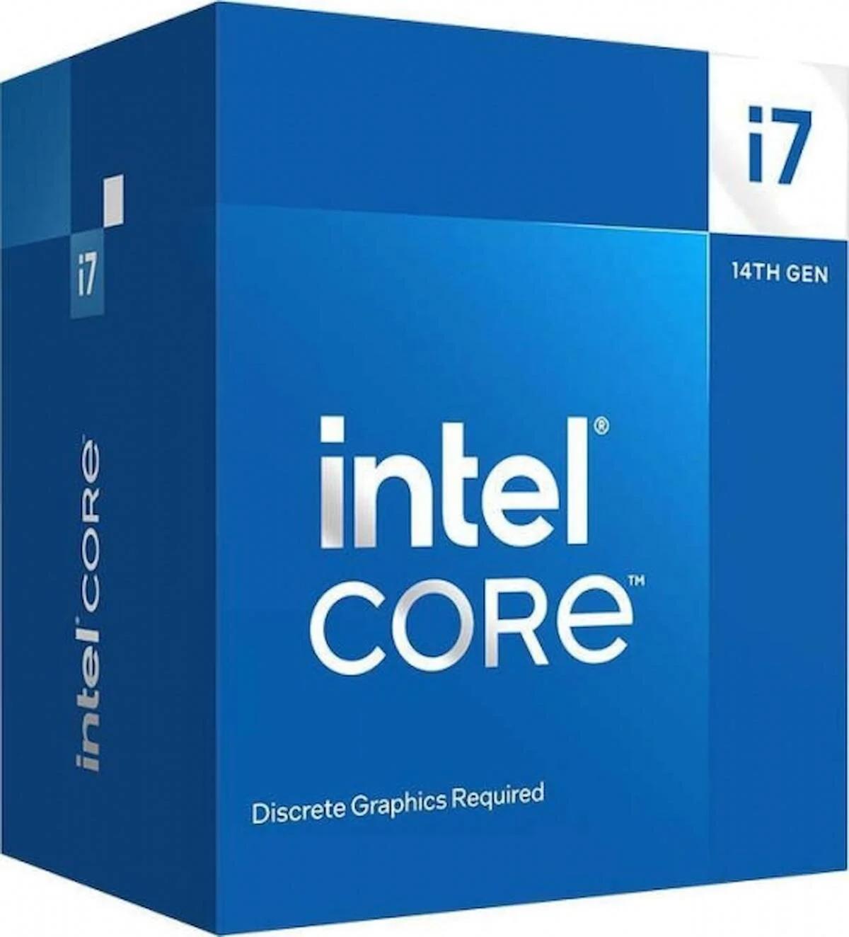 Intel Core i7 14700F 20 Çekirdekli 5.4 GHz 2.1 Ghz Turbo Hız 32 MB Ön Bellek LGA1700 Soket Tipi İşlemci