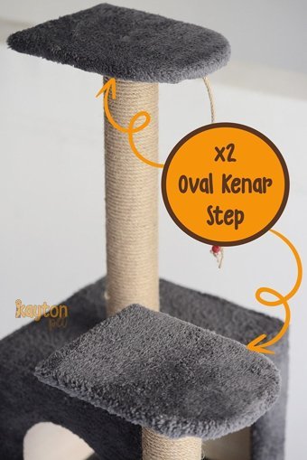 Kayton Oturaklı Oyuncaklı Katlı 115 cm Kedi Tırmalama Evi