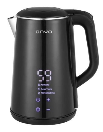 Onvo OVKTL01 Çelik 1.6 lt Siyah Kettle