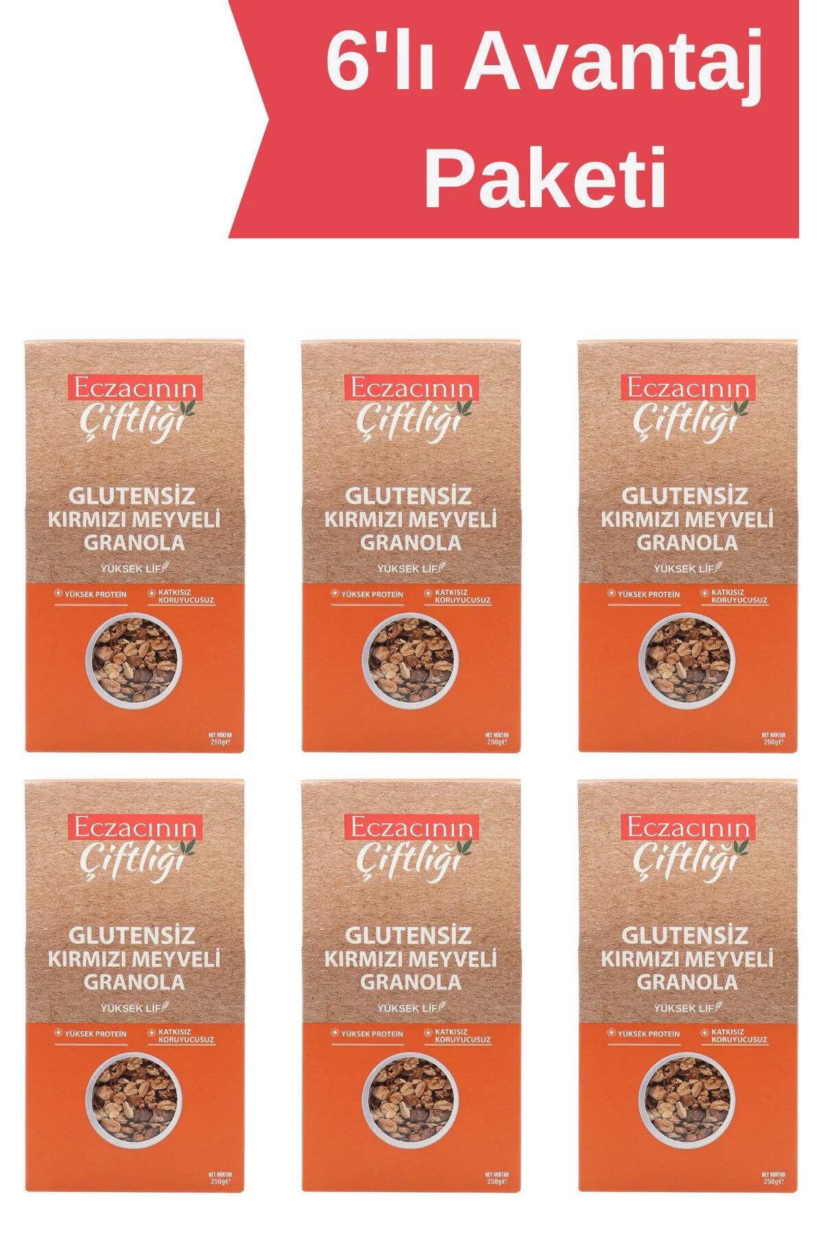 Eczacının Çiftliği Yüksek Protein Glutensiz Kırmızı Meyveli Granola 6x250 gr