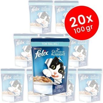 Purina Felix Ton Balığı Jöleli Yetişkin Yaş Kedi Maması 20x100 gr