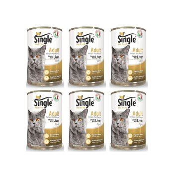 Single Ciğer Yetişkin Yaş Kedi Maması 6x415 gr
