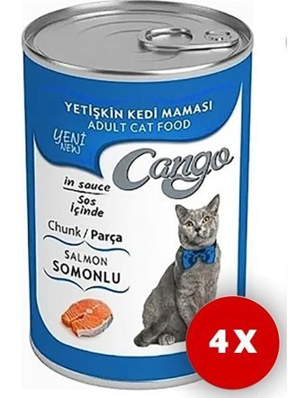 Cango Somonlu Parça Etli Soslu Yetişkin Yaş Kedi Maması 4x415 gr