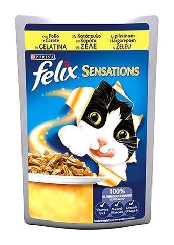Purina Felix Sensations Havuç Tavuk Jöleli Yetişkin Yaş Kedi Maması 6x100 gr