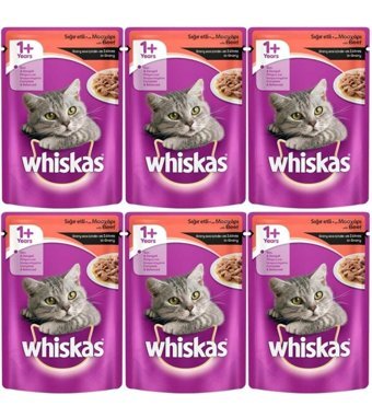 Whiskas Sığır Eti Soslu Yetişkin Yaş Kedi Maması 6x100 gr