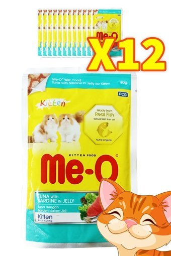 Me o Kitten Sardalya Ton Balığı Jöleli Yavru Yaş Kedi Maması 12x80 gr