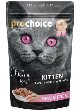 Pro Choice Tahılsız Ciğer Tavuk Parça Etli Soslu Yetişkin Yaş Kedi Maması 85 gr
