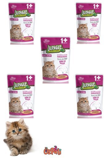 Jungle Pouch Kısırlaştırılmış Biftek Yetişkin Yaş Kedi Maması 5x100 gr