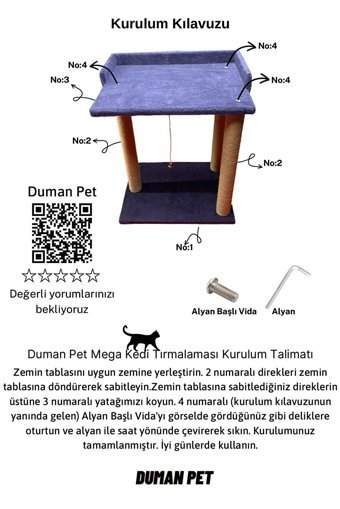 Dumanpet Mega Xl Oturaklı Oyuncaklı 72 cm Kedi Tırmalama Tahtası