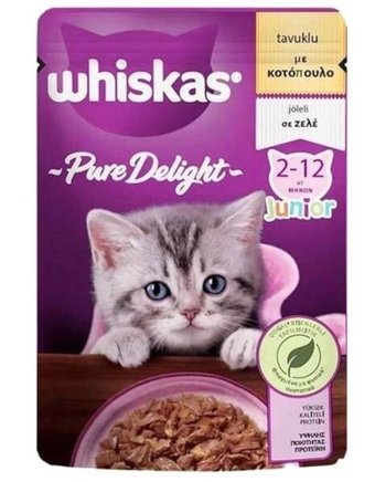Whiskas Pure Delight Tavuk Jöleli Yavru Yaş Kedi Maması 4x85 gr