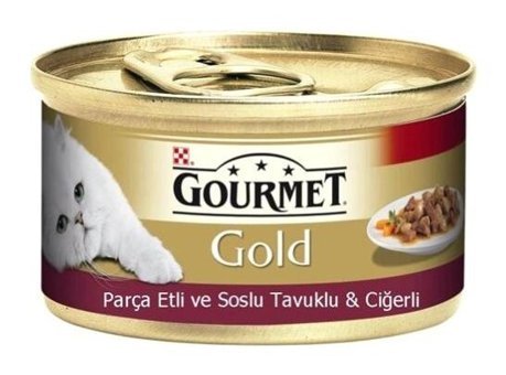 Purina Gourmet Gold Ciğer Tavuk Parça Etli Soslu Yetişkin Yaş Kedi Maması 24x85 gr