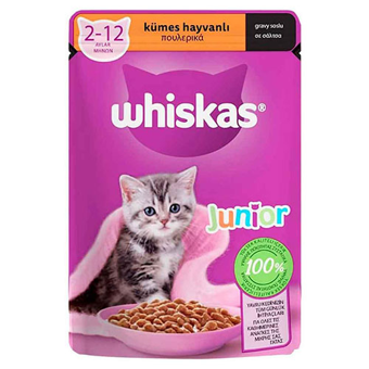 Whiskas Junior Kümes Hayvanı Soslu Yavru Yaş Kedi Maması 28x85 gr
