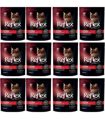 Reflex Plus Kuzu Eti Parça Etli Soslu Yavru Yaş Kedi Maması 12x100 gr