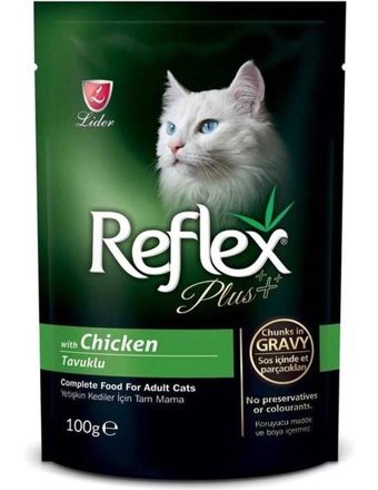 Reflex Plus Tavuk Parça Etli Soslu Yetişkin Yaş Kedi Maması 20x100 gr