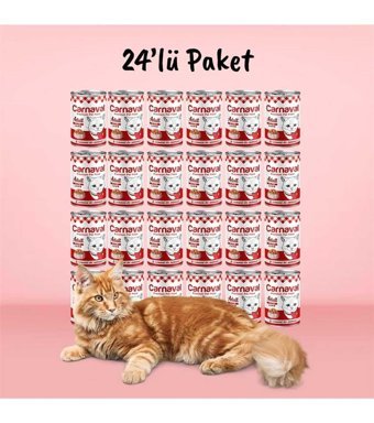 Carnaval Premium Kuzu Eti Parça Etli Soslu Yetişkin Yaş Kedi Maması 24x400 gr