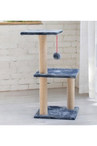 Nursoft Oturaklı Oyuncaklı Katlı 80 cm Kedi Tırmalama Direği