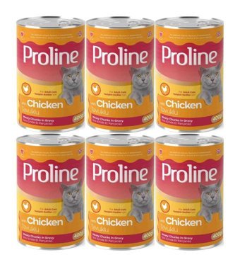 Pro Line Tavuk Parça Etli Soslu Yetişkin Yaş Kedi Maması 6x400 gr