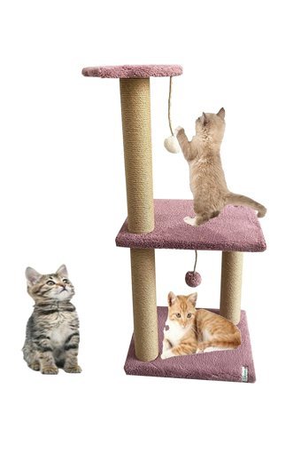 Nursoft Oturaklı Oyuncaklı Katlı 80 cm Kedi Tırmalama Direği