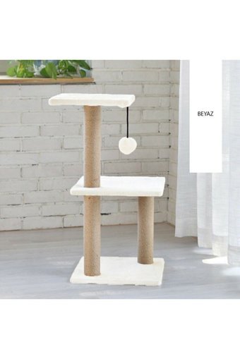 Nursoft Oturaklı Oyuncaklı Katlı 80 cm Kedi Tırmalama Direği