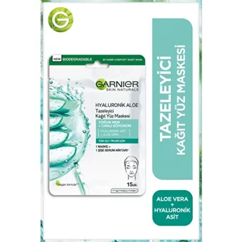 Garnier Tazeleyici Aloe Veralı Nemlendiricili Kağıt Yüz Maskesi 15 gr