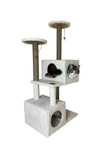 Cat Oturaklı Oyuncaklı Katlı 130 cm Kedi Tırmalama Evi