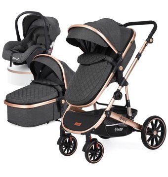 Huggy Evoc 5 In 1 Çift Yönlü Katlanabilir 360 Derece Dönen Tam Yatar Travel Sistem Bebek Arabası