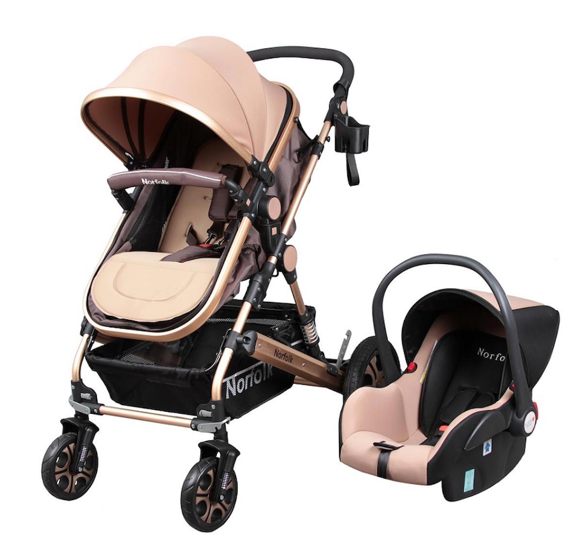Norfolk Baby Voyage Air Luxury Çift Yönlü Katlanabilir 360 Derece Dönen Tam Yatar Travel Sistem Bebek Arabası
