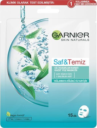 Garnier Saf & Temiz Cilt Kusurları Karşıtı Nemlendiricili Kağıt Yüz Maskesi 23 gr