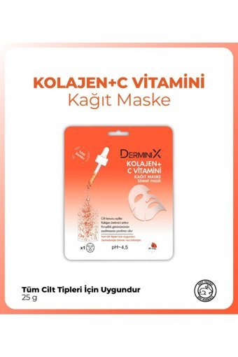 Derminix Kolajen + C Vitamini Nemlendiricili Kağıt Yüz Maskesi