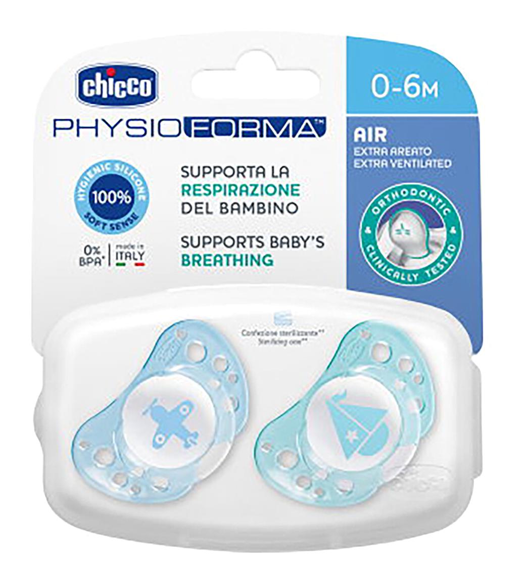 Chicco PhysioForma Air 0-6 Ay Ortodontik Yenidoğan Kiraz Uçlu Damaklı Silikon Emzik Mavi Yeşil