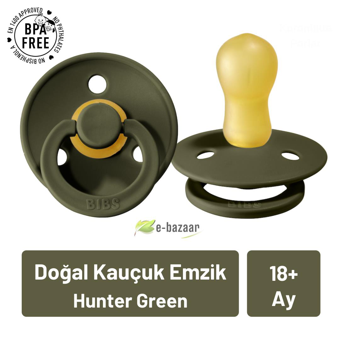 Bibs Colour 18 Ay+ Delikli Ortodontik Damaklı Kauçuk Emzik Koyu Yeşil