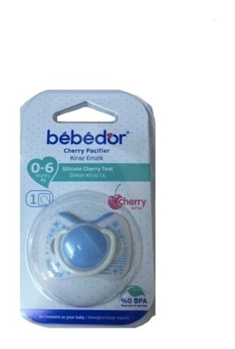 Bebedor 0-6 Ay Delikli Ortodontik Yenidoğan Kiraz Uçlu Damaklı Silikon Emzik Mavi
