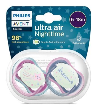 Philips Avent Ultra Air 6-18 Ay Fosforlu Ortodontik Silikon Emzik Çok Renkli