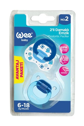 Wee Baby 6-18 Ay Ortodontik Damaklı Silikon Emzik Mavi
