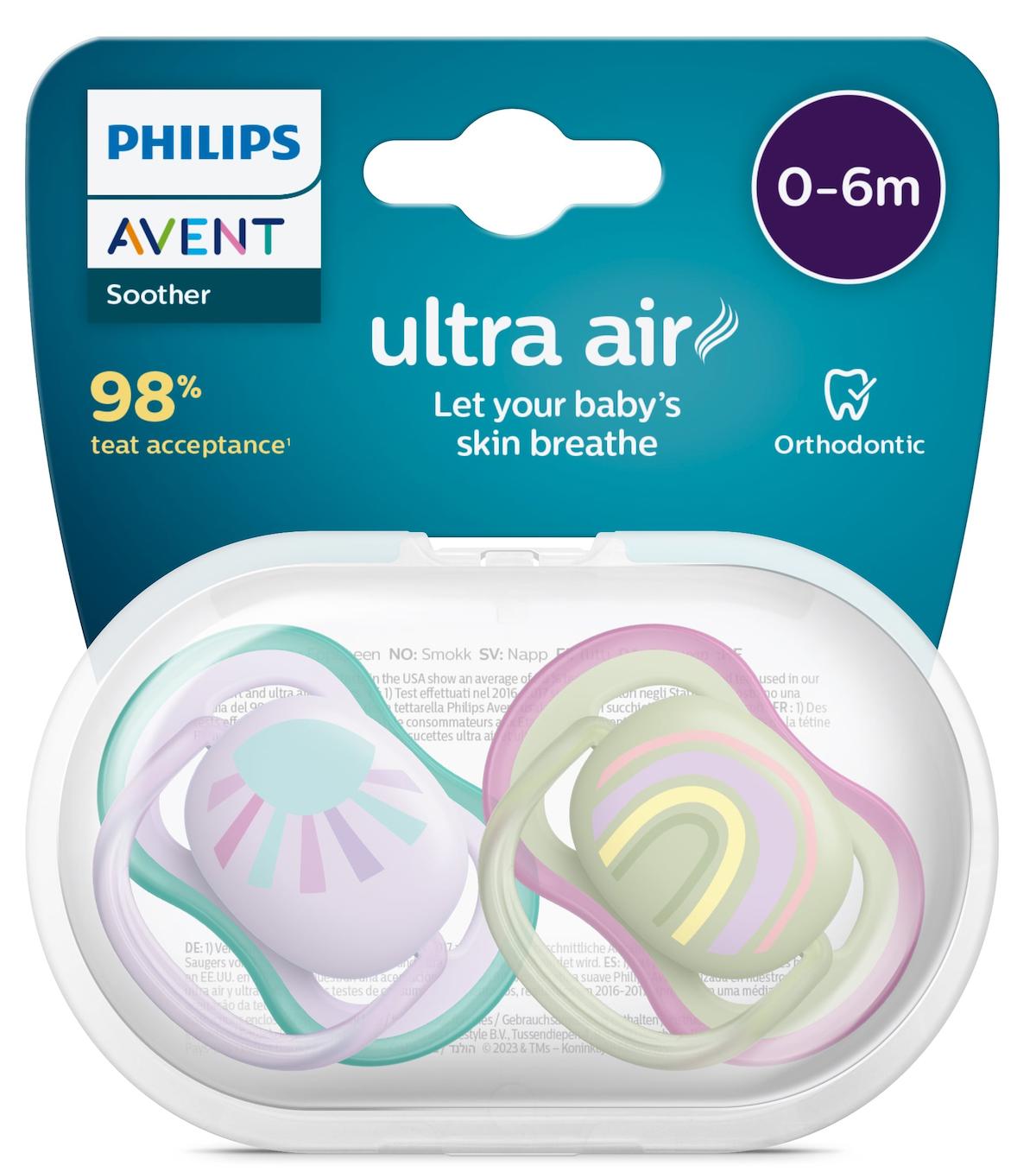 Philips Avent Ultra Air SCF085 0-6 Ay Ortodontik Yenidoğan Damaklı Silikon Emzik Çok Renkli