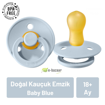 Bibs Colour 18 Ay+ Delikli Ortodontik Kiraz Uçlu Damaklı Kauçuk Emzik Bebek Mavisi