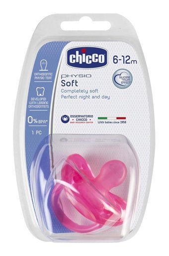 Chicco 6-12 Ay Delikli Ortodontik Kiraz Uçlu Damaklı Silikon Emzik Pembe