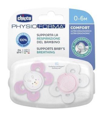 Chicco Physio Comfort 0-6 Ay Ortodontik Yenidoğan Kiraz Uçlu Damaklı Silikon Emzik Çok Renkli