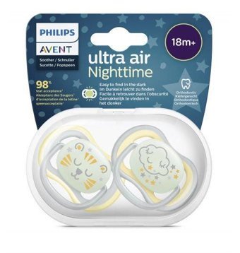 Philips Avent Ultra Air 18 Ay+ Fosforlu Ortodontik Kiraz Uçlu Silikon Emzik Çok Renkli