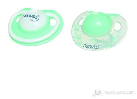 Neavita 3 Ay+ Fosforlu Delikli Ortodontik Kiraz Uçlu Damaklı Silikon Emzik Yeşil