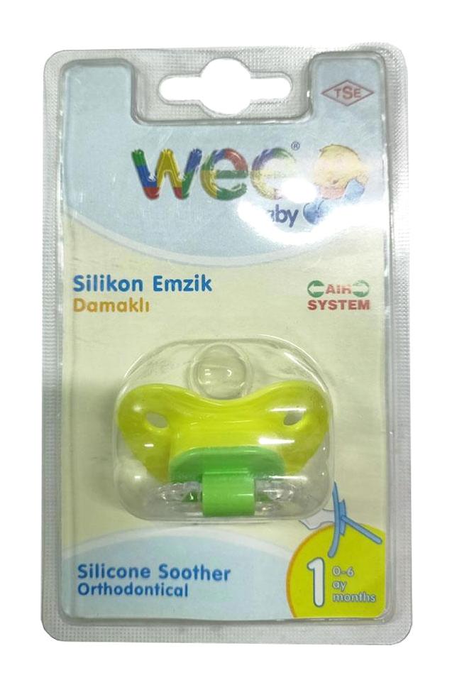 Wee Baby Wee-841 0-6 Ay Yenidoğan Kiraz Uçlu Damaklı Silikon Emzik Yeşil