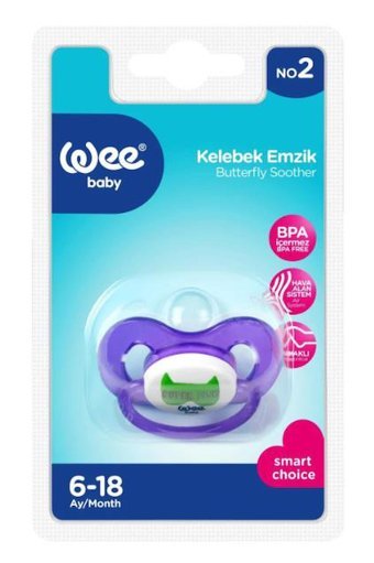 Wee Baby 0-6 Ay Ortodontik Yenidoğan Kiraz Uçlu Damaklı Silikon Emzik Mor