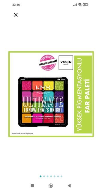 Nyx Ultimate Toz Işıltılı Far Paleti