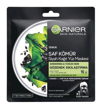 Garnier Siyah Yosunlu Gözenek Sıkılaştırıcı Nemlendiricili Kağıt Yüz Maskesi