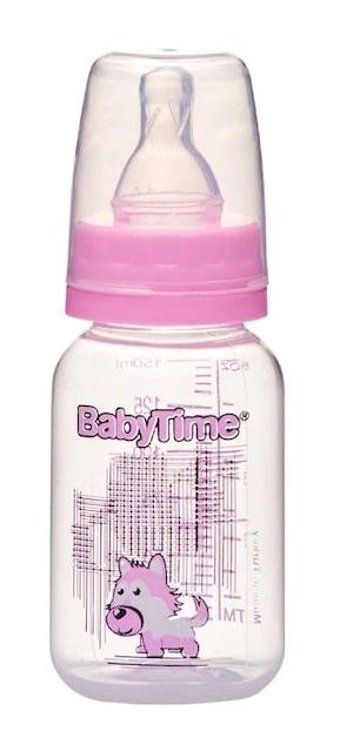 Baby Time Silikon Gaz Yapmayan Antikolik Yenidoğan Yavaş Akışlı 0-18 Ay Desenli Mor Biberon 150 ml