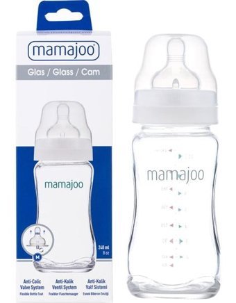 Mamajoo Silikon Gaz Yapmayan Antikolik Yenidoğan Yavaş Akışlı 0+ Ay Şeffaf Biberon 240 ml